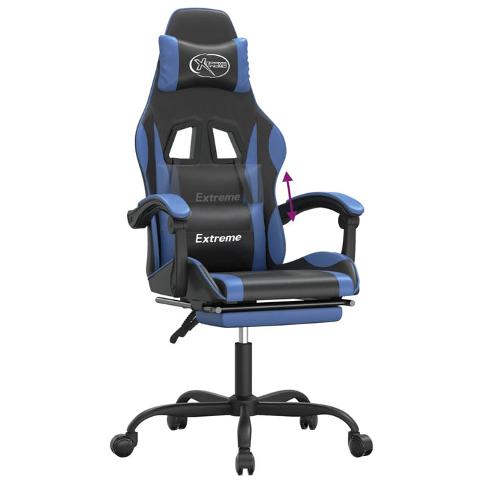 Sedia da Gaming con Poggiapiedi Nero e Blu in Similpelle 3143878