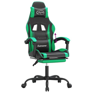 Sedia da Gaming con Poggiapiedi Nero e Verde in Similpelle 3143881