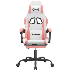 Sedia da Gaming con Poggiapiedi Bianco e Rosa in Similpelle 3143887