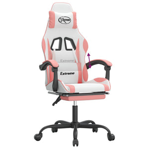 Sedia da Gaming con Poggiapiedi Bianco e Rosa in Similpelle 3143887