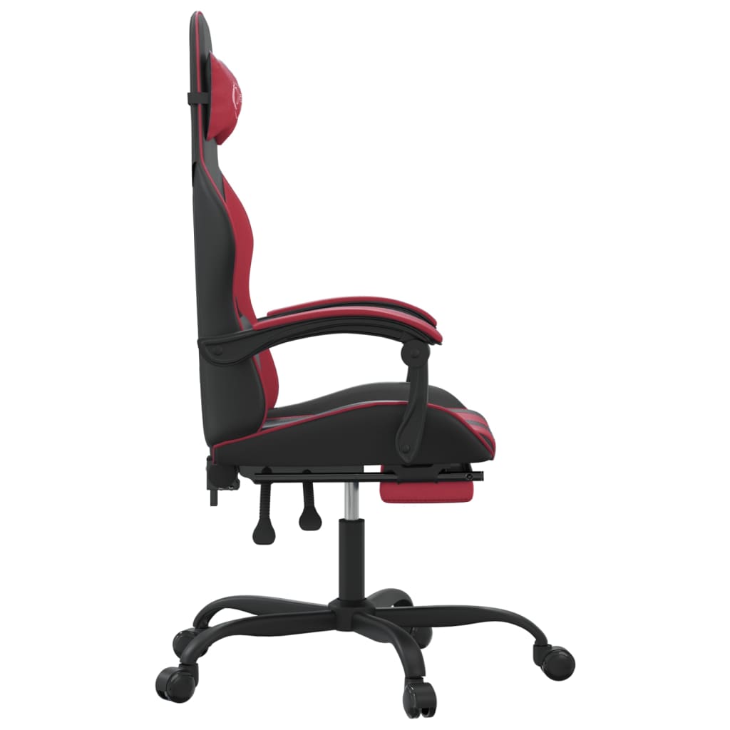 Sedia da Gaming con Poggiapiedi Nero e Rosso Vino in Similpelle 3143909