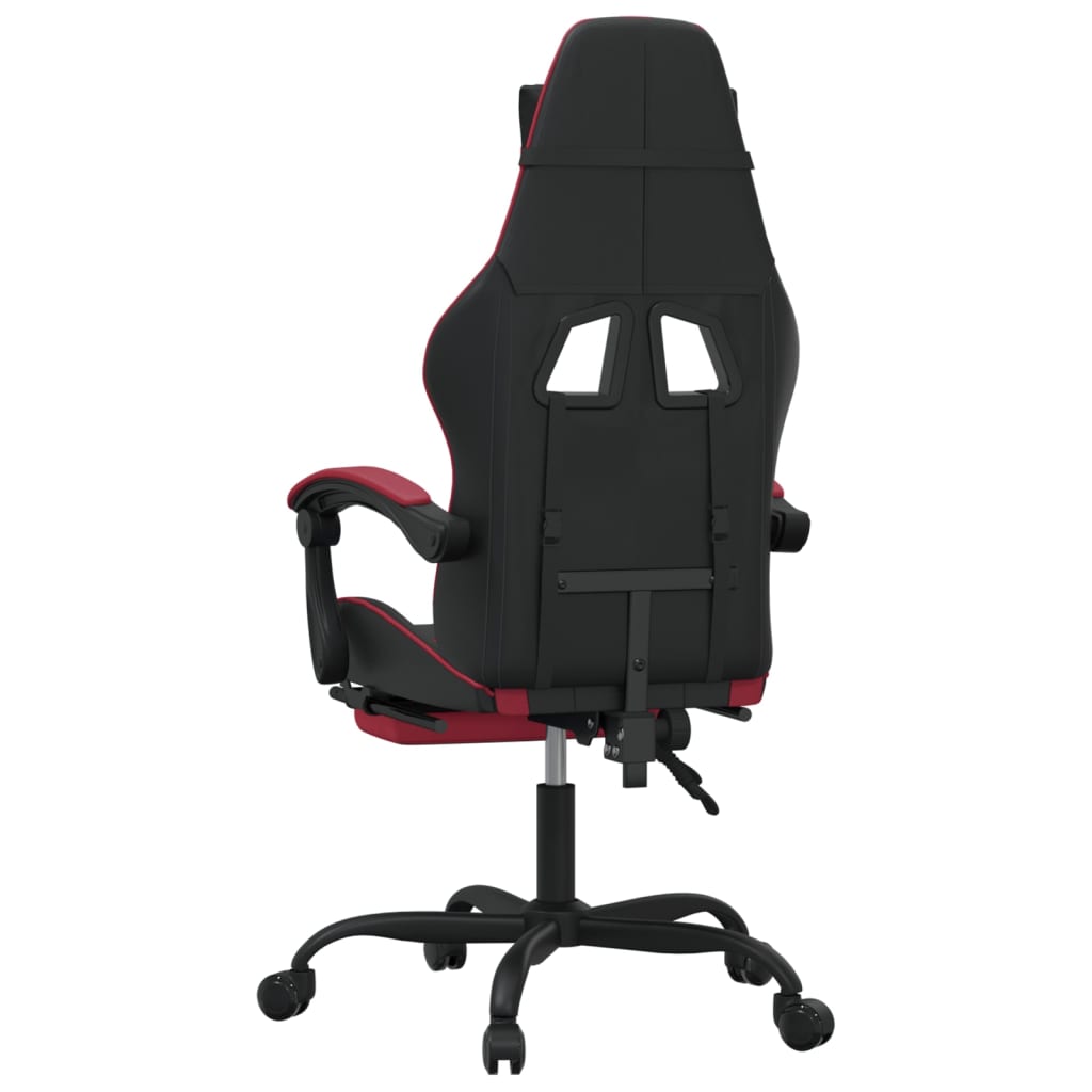 Sedia da Gaming con Poggiapiedi Nero e Rosso Vino in Similpelle 3143909