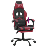 Sedia da Gaming con Poggiapiedi Nero e Rosso Vino in Similpelle 3143909