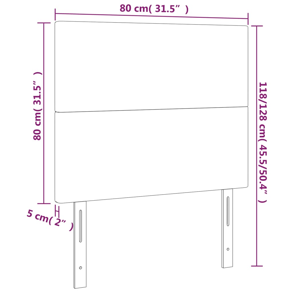 Testiera 2 pz Nera 80x5x78/88 cm in Tessuto 3116028