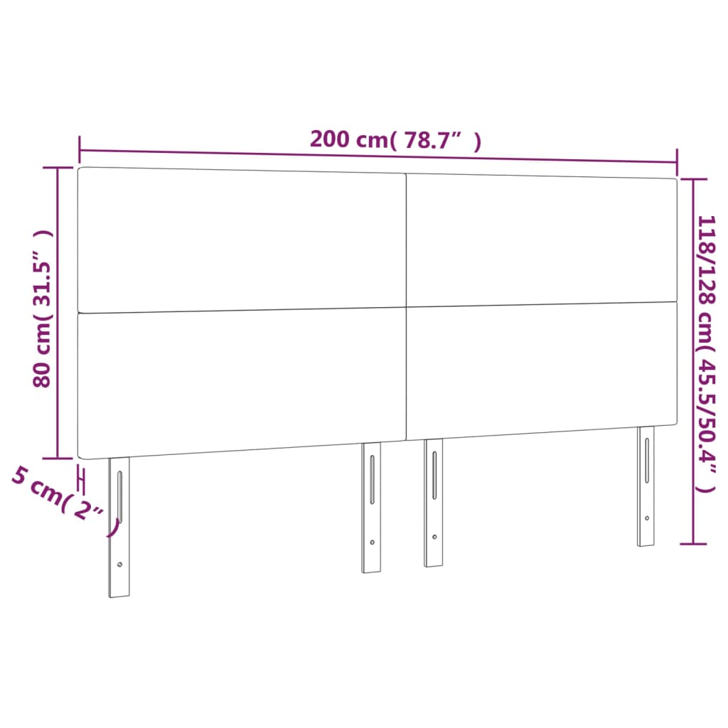 Testiere 4 pz Grigio Scuro 100x5x78/88 cm in Tessuto cod mxl 50177