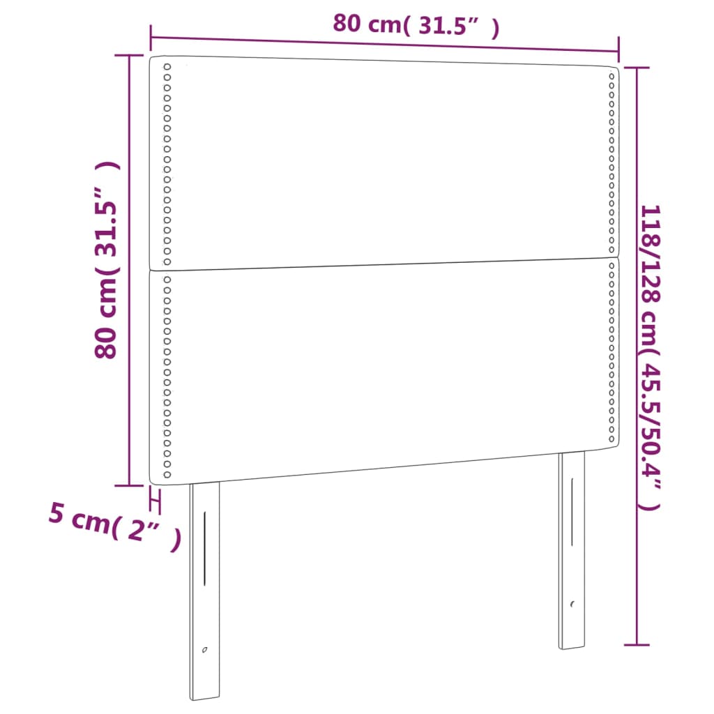 Testiera 2 pz Nera 80x5x78/88 cm in Tessuto cod mxl 48944