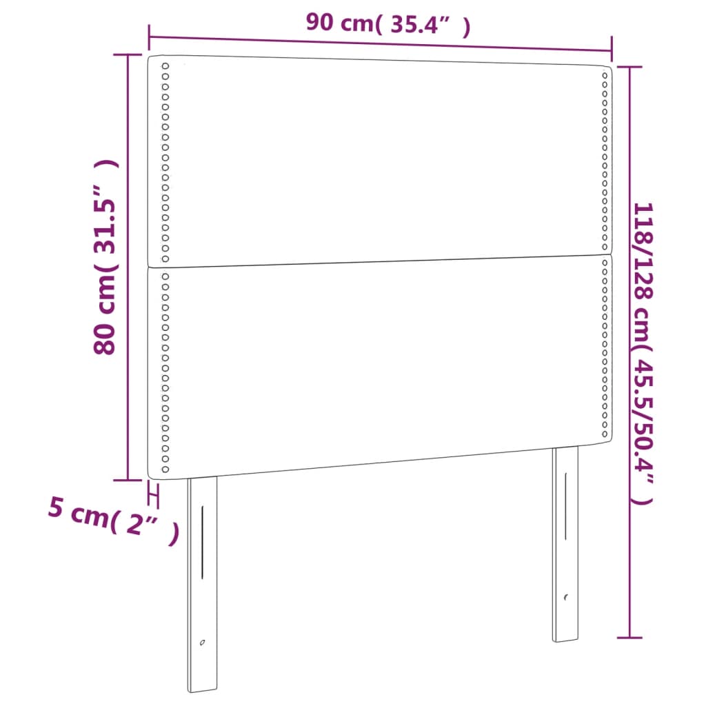 Testiera 2 pz Nera 90x5x78/88 cm in Tessuto cod mxl 49090