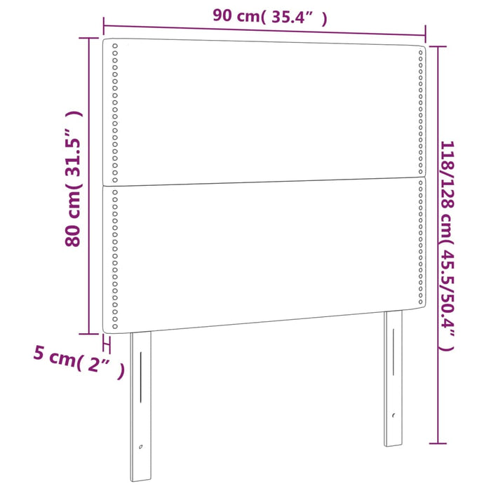 Testiera 2 pz Marrone Scuro 90x5x78/88 cm in Tessuto 3116177