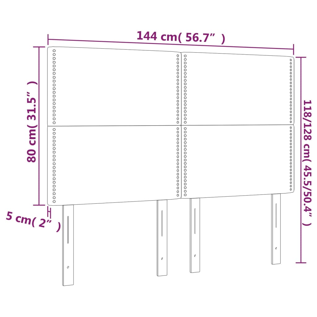 Testiere 4 pz Nere72x5x78/88 cm in Tessuto cod mxl 49038