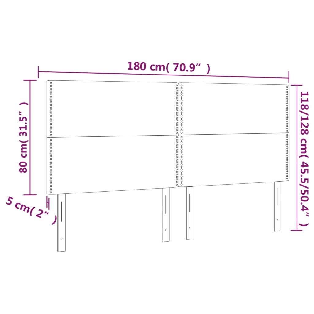 Testiera 4 pz Nera 90x5x78/88 cm in Tessuto 3116208