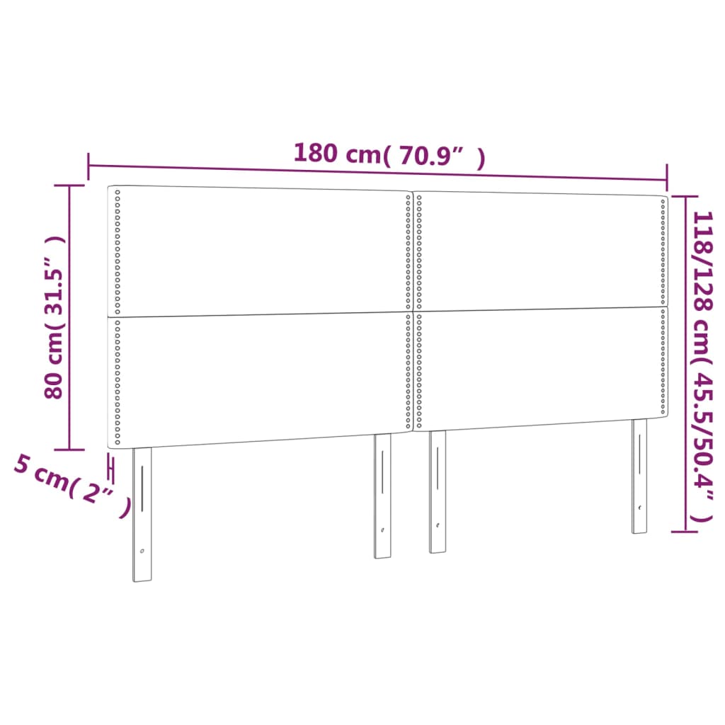 Testiera 4 pz Tortora 90x5x78/88 cm in Tessuto 3116210