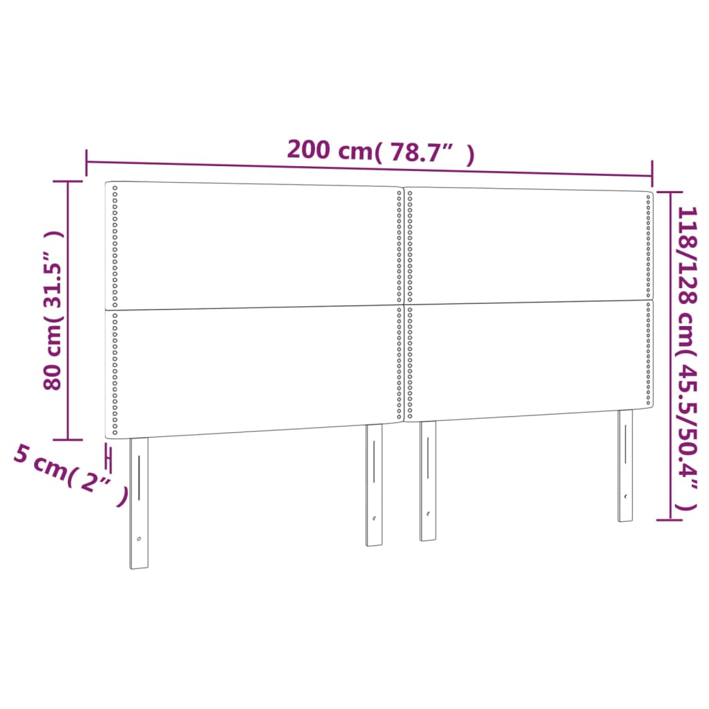 Testiera 4 pz Tortora 100x5x78/88 cm in Tessuto 3116218