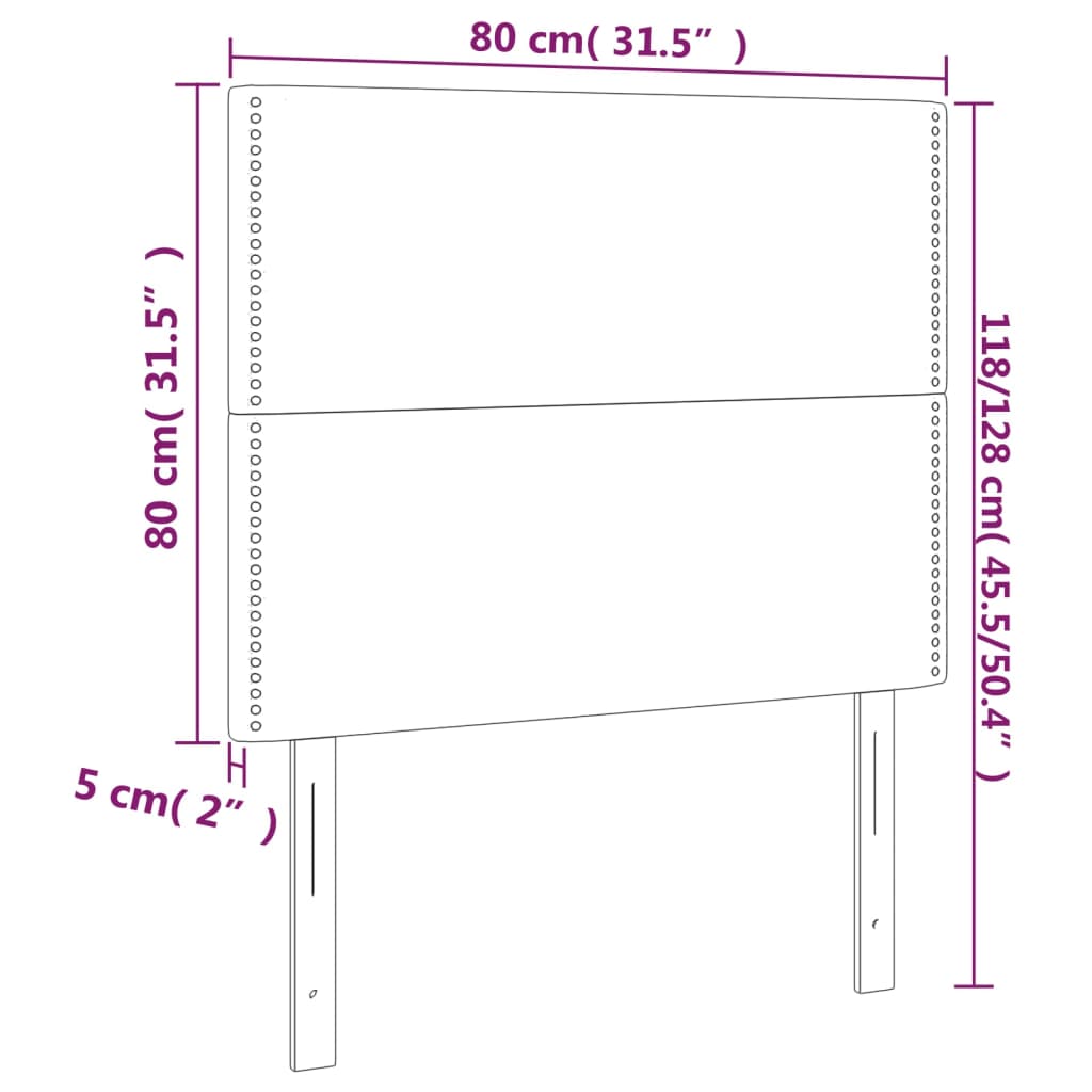 Testiera 2 pz Grigio Chiaro 80x5x78/88 cm in Velluto 3116222