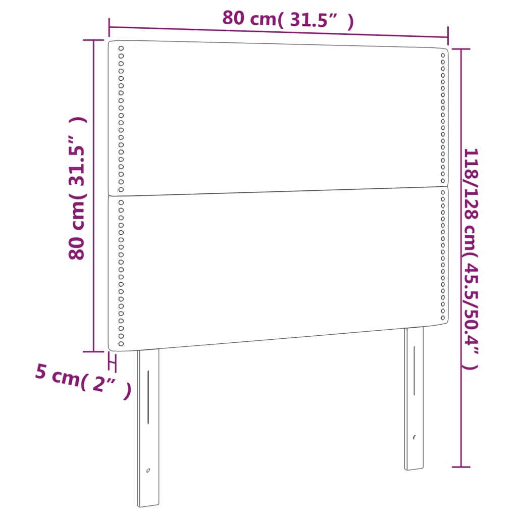 Testiera 2 pz Nera 80x5x78/88 cm in Velluto cod mxl 49058