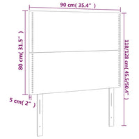 Testiera 2 pz Grigio Scuro 90x5x78/88 cm in Velluto 3116229