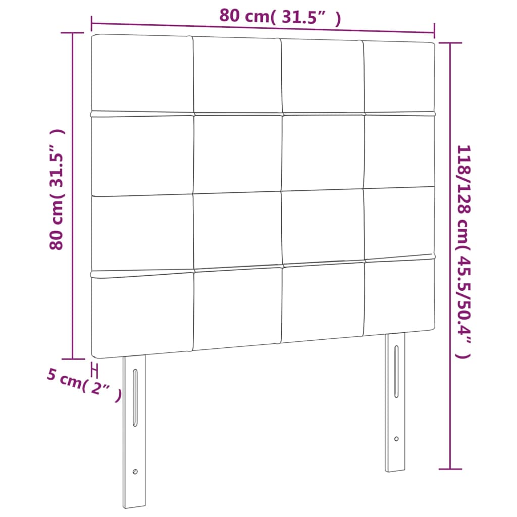 Testiera 2 pz Grigio Chiaro 80x5x78/88 cm in Tessuto