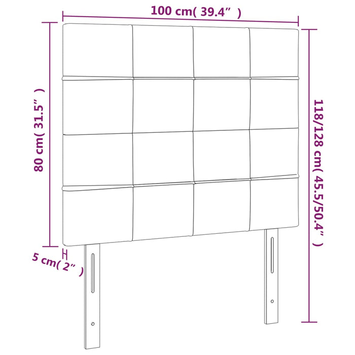 Testiera 2 pz Crema 100x5x78/88 cm in Tessuto 3116327