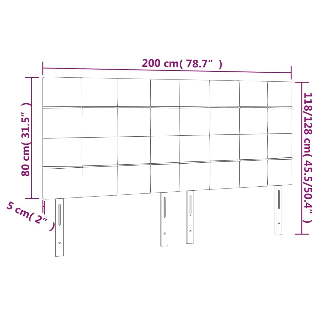 Testiere 4 pz Grigio Chiaro 100x5x78/88 cm in Tessuto 3116354