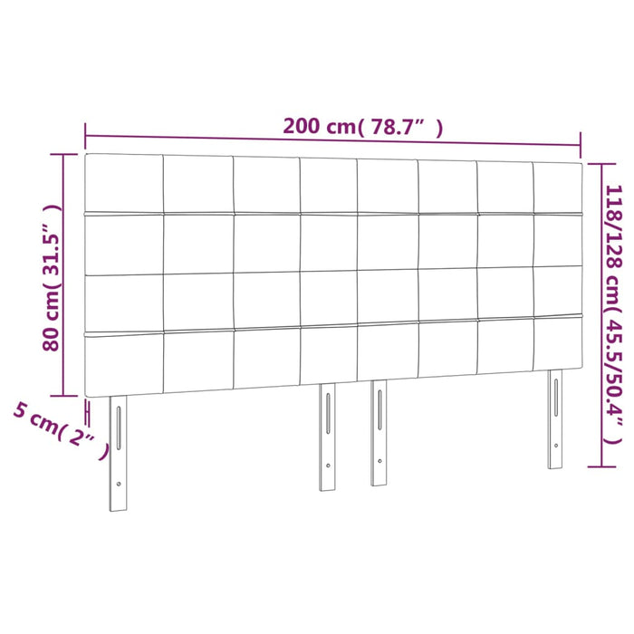 Testiere 4 pz Grigio Chiaro 100x5x78/88 cm in Tessuto 3116354