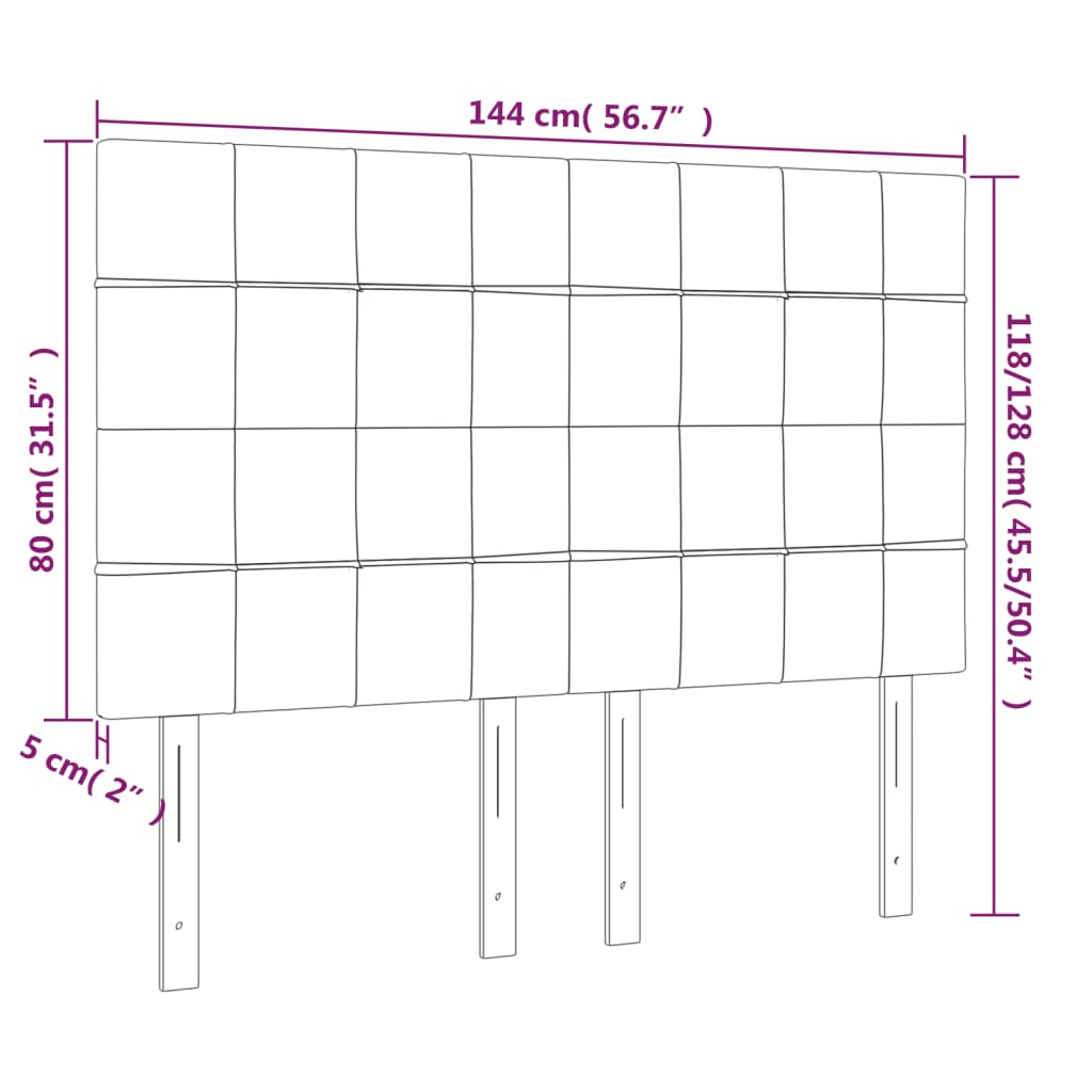 Testiere 4 pz Rosa 72x5x78/88 cm in Velluto 3116385