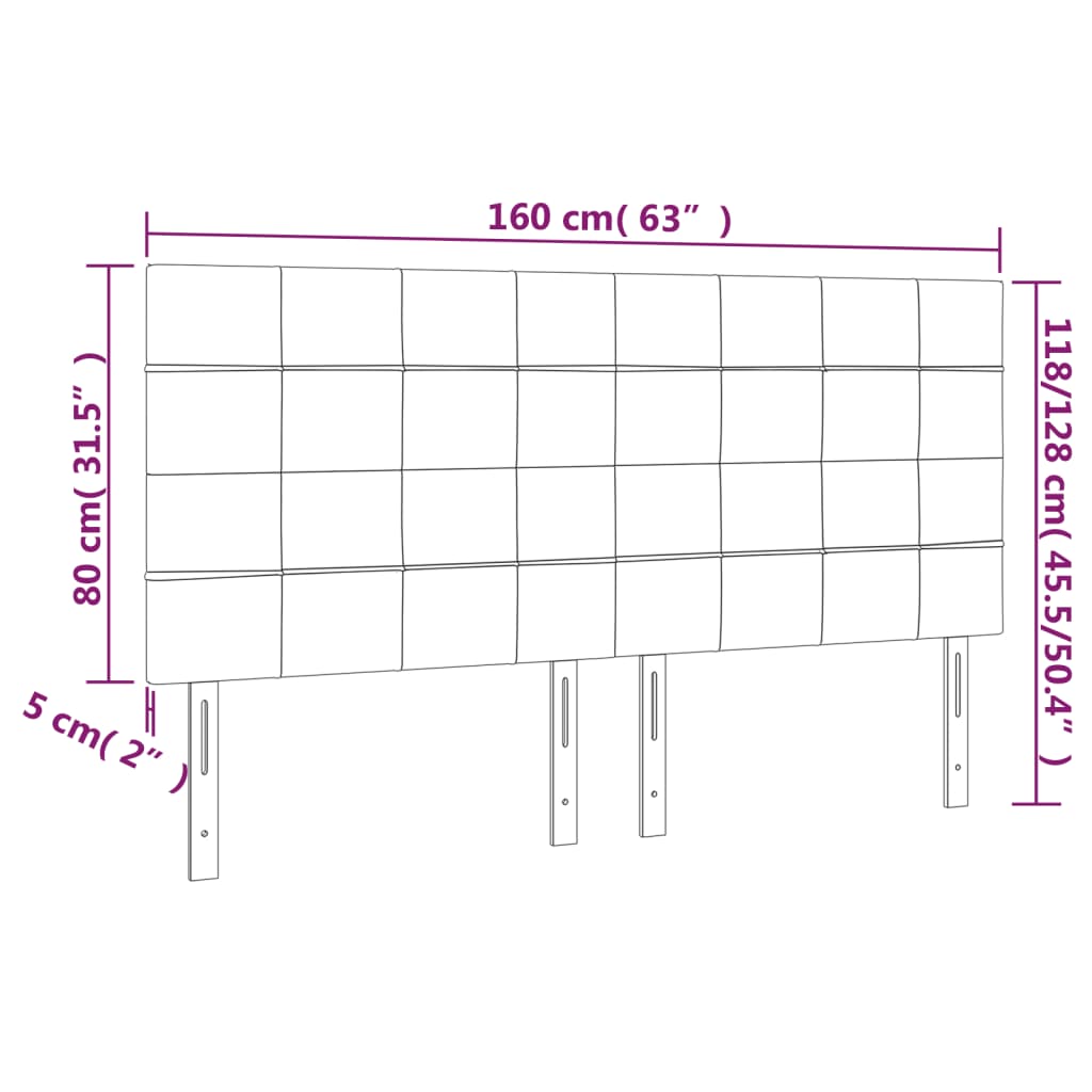 Testiera 4 pz Nera 80x5x78/88 cm in Velluto 3116388