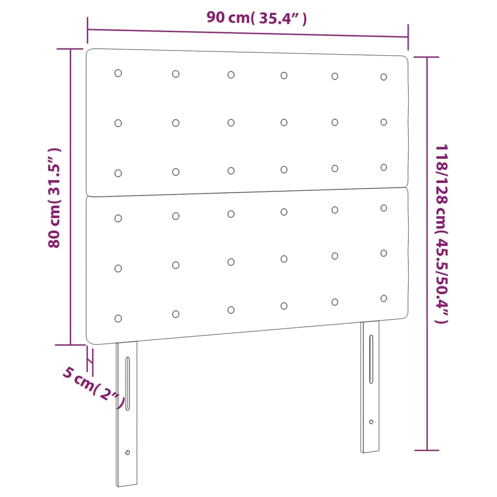 Testiera 2 pz Bianca 90x5x78/88 cm in Similpelle 3116411