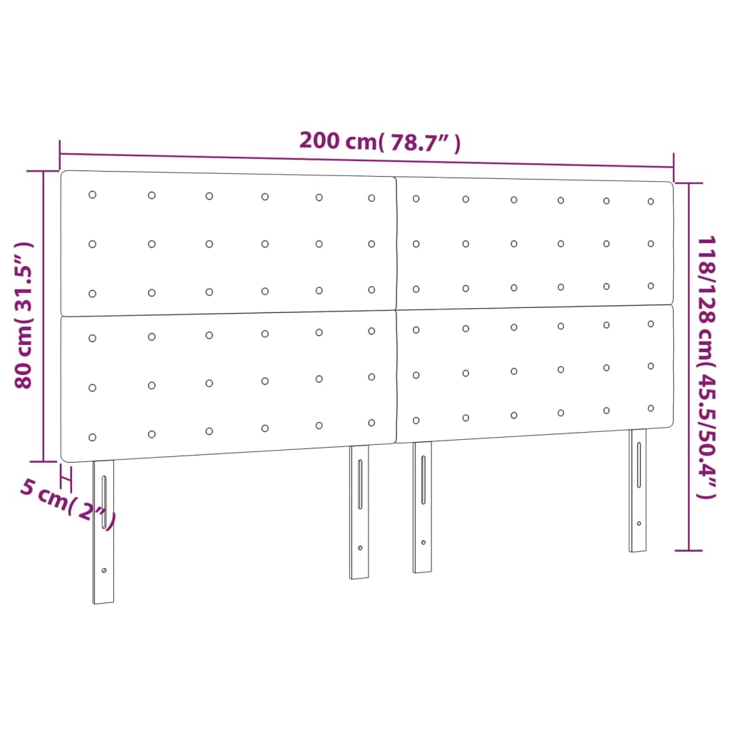 Testiere 4 pz Grigie 100x5x78/88 cm in Similpelle cod mxl 49250