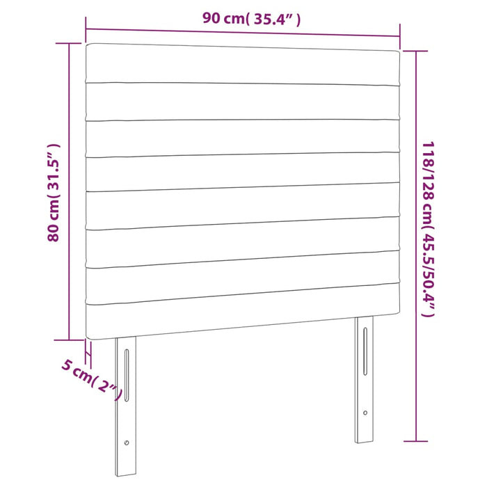 Testiera 2 pz Nera 90x5x78/88 cm in Tessuto 3116456