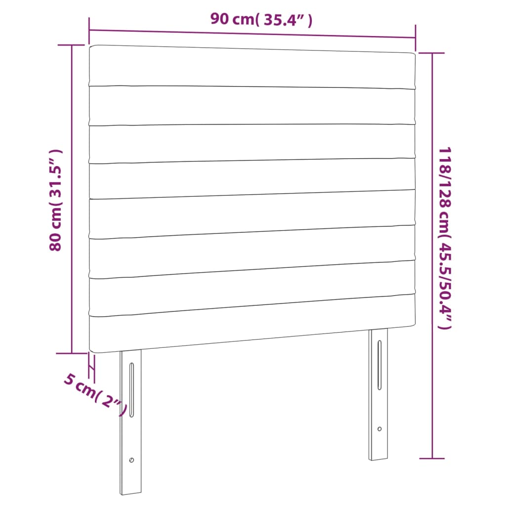 Testiera 2 pz Marrone Scuro 90x5x78/88 cm in Tessuto 3116457