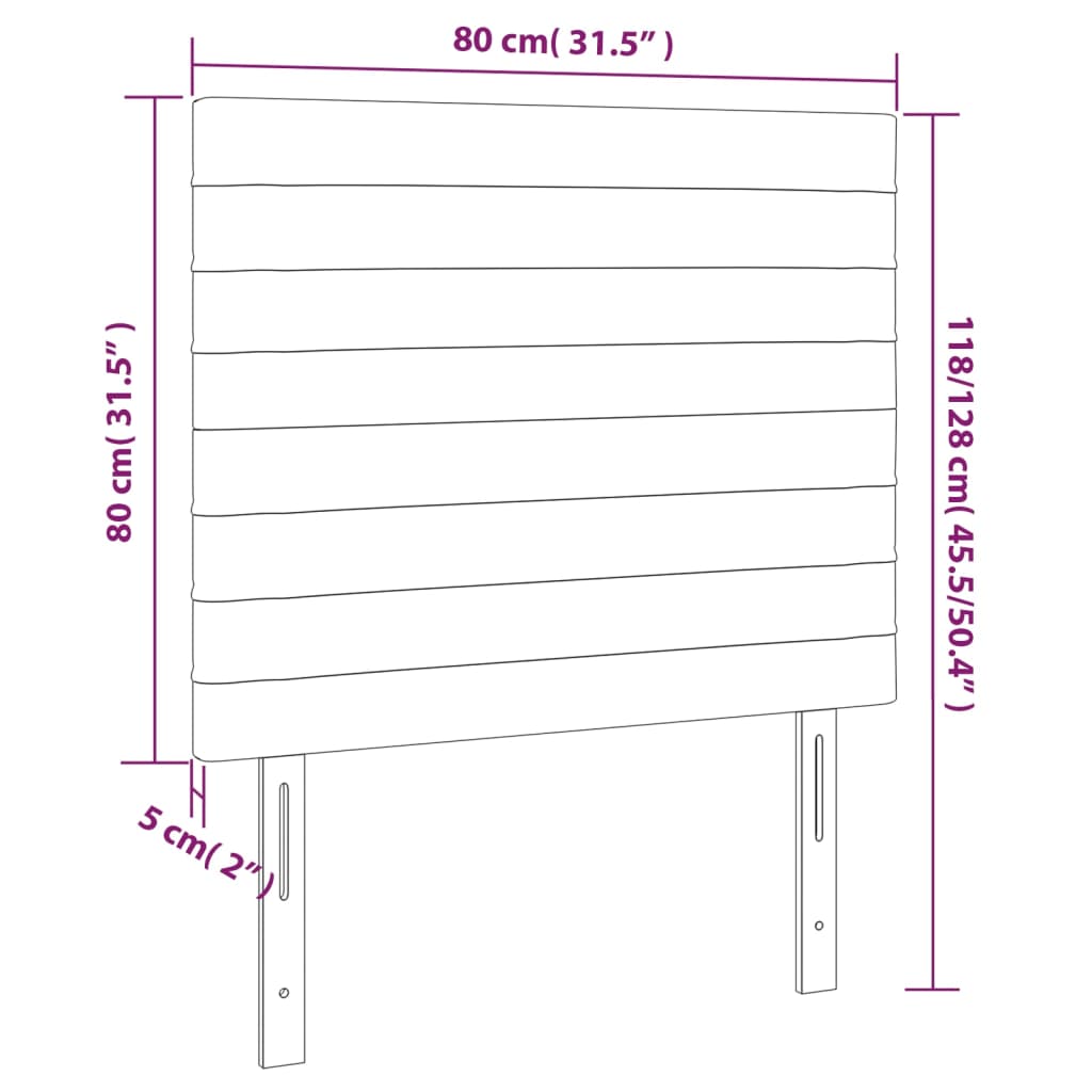 Testiera 2 pz Rosa 80x5x78/88 cm in Velluto 3116507