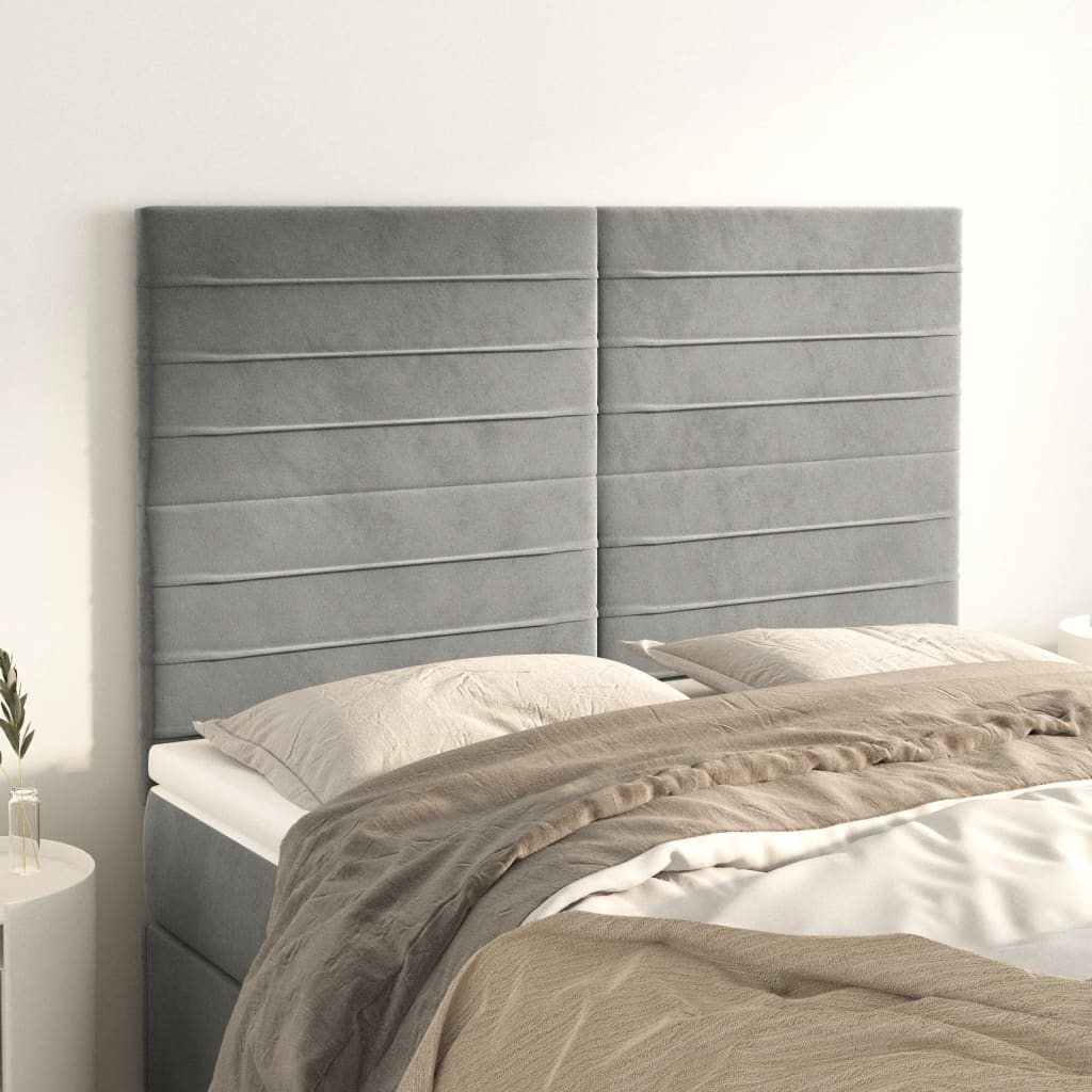 Testiere 4 pz Grigio Chiaro 72x5x78/88 cm in Velluto cod mxl 53358