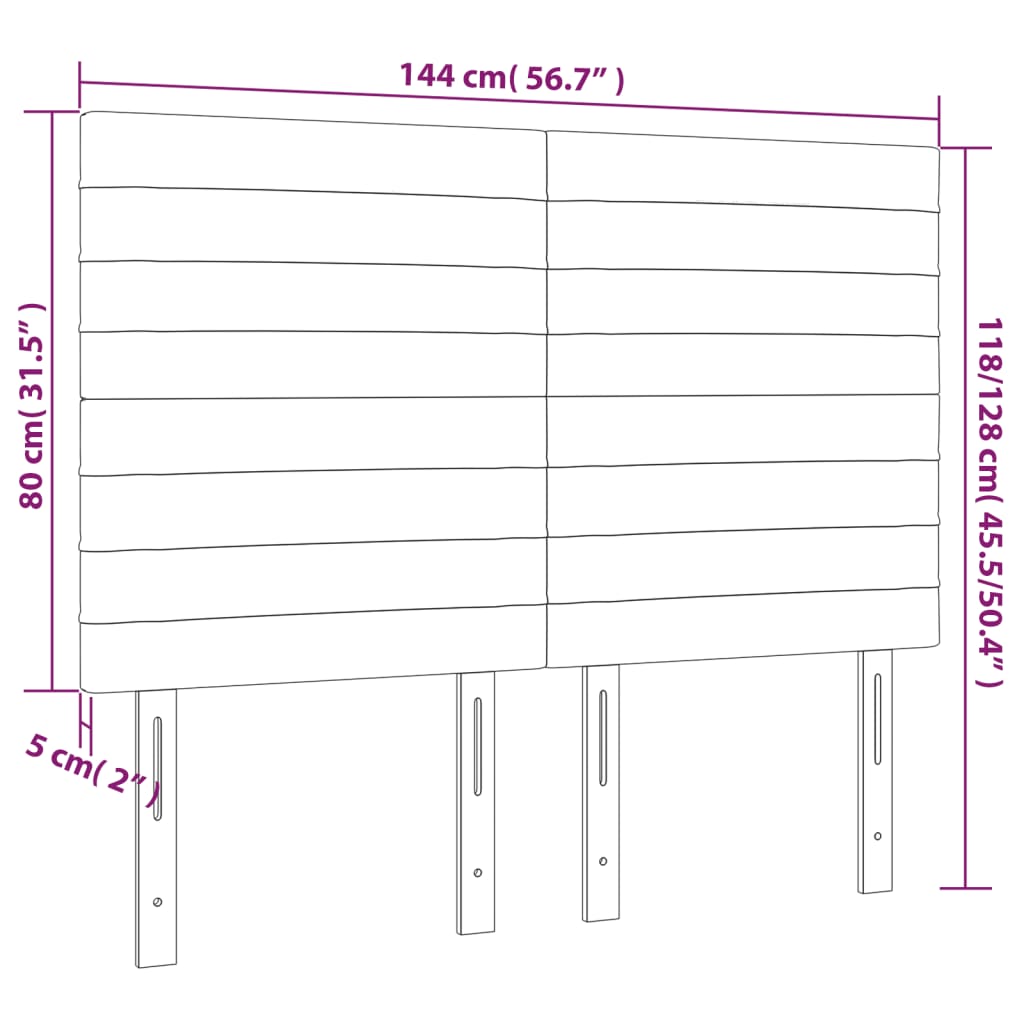 Testiere 4 pz Nere 72x5x78/88 cm in Velluto 3116522