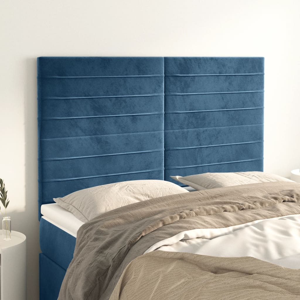 Testiere 4 pz Blu Scuro 72x5x78/88 cm in Velluto 3116524