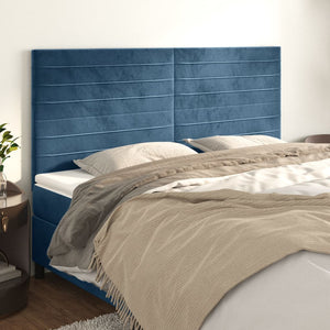 Testiera 4 pz Blu scuro 90x5x78/88 cm in Velluto cod mxl 65880