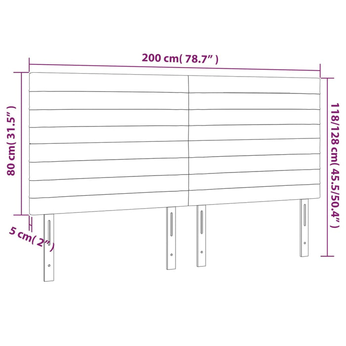 Testiere 4 pz Grigio Chiaro 100x5x78/88 cm in Velluto 3116538