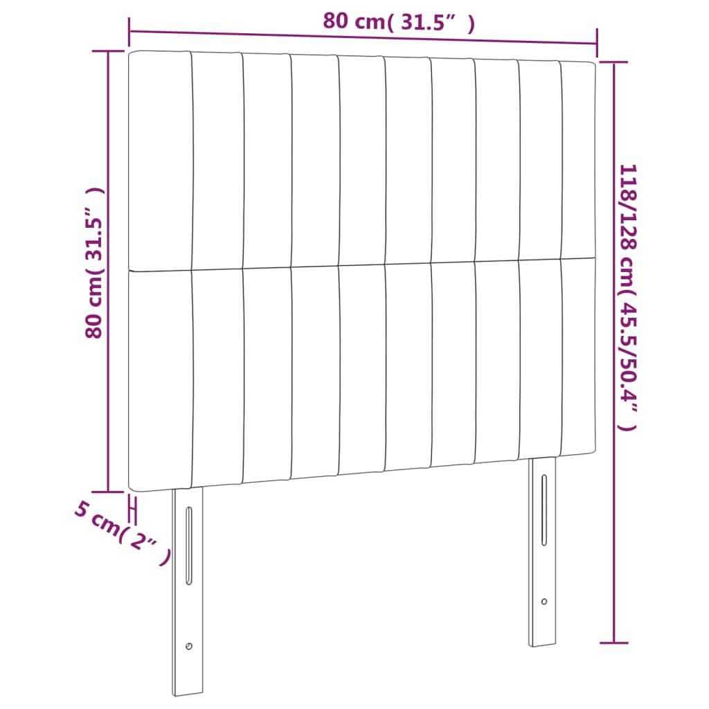 Testiera 2 pz Nera 80x5x78/88 cm in Tessuto 3116546