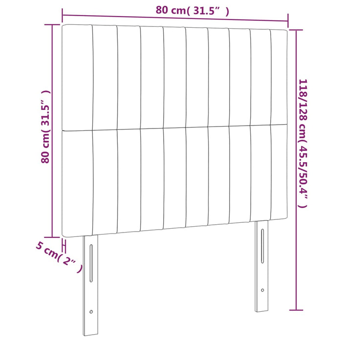 Testiera 2 pz Nera 80x5x78/88 cm in Tessuto 3116546