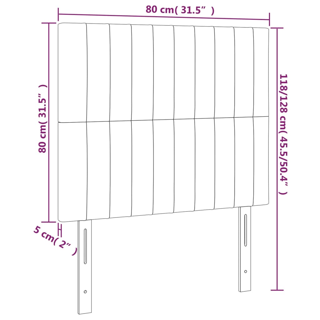 Testiera 2 pz Marrone Scuro 80x5x78/88 cm in Tessuto 3116547