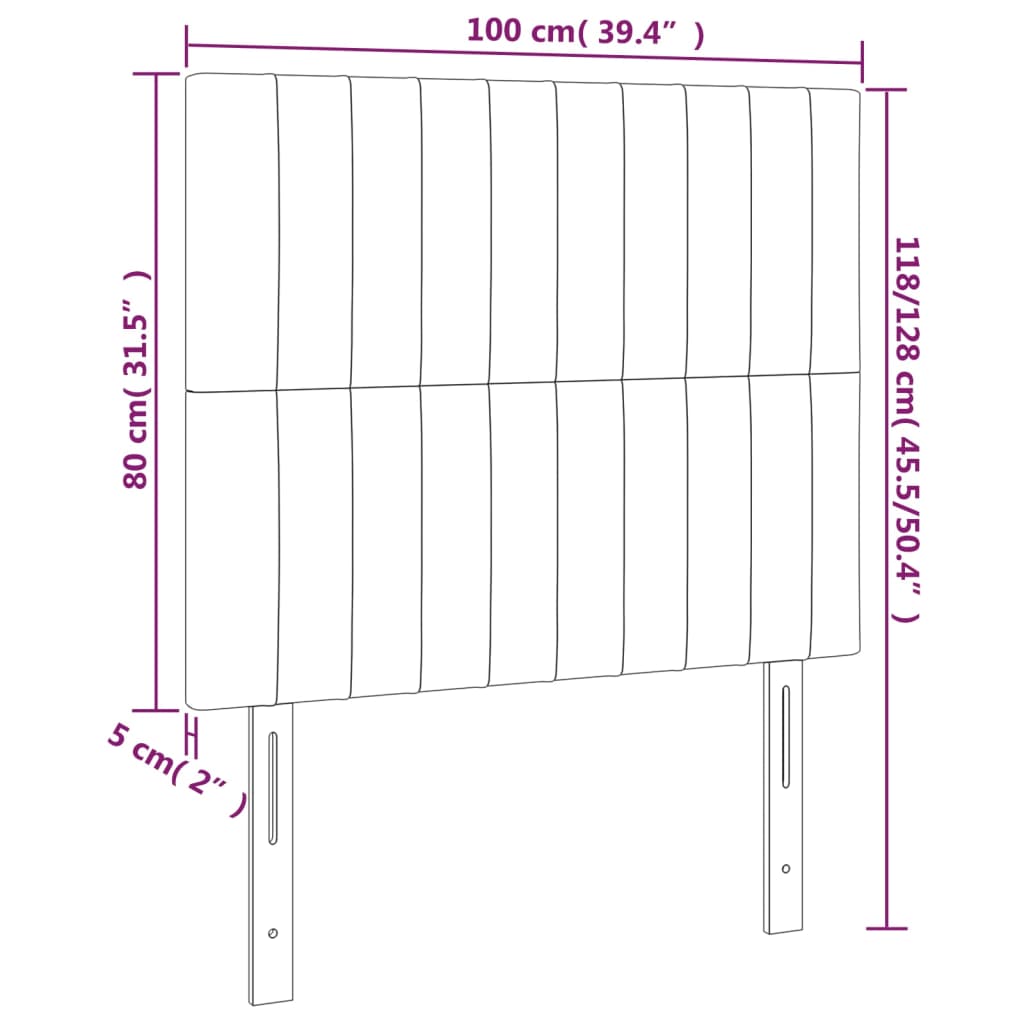 Testiera 2 pz Tortora 100x5x78/88 cm in Tessuto cod mxl 49398