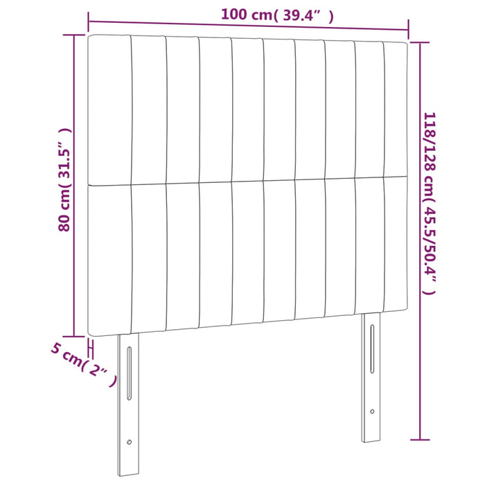 Testiera 2 pz Crema 100x5x78/88 cm in Tessuto 3116565