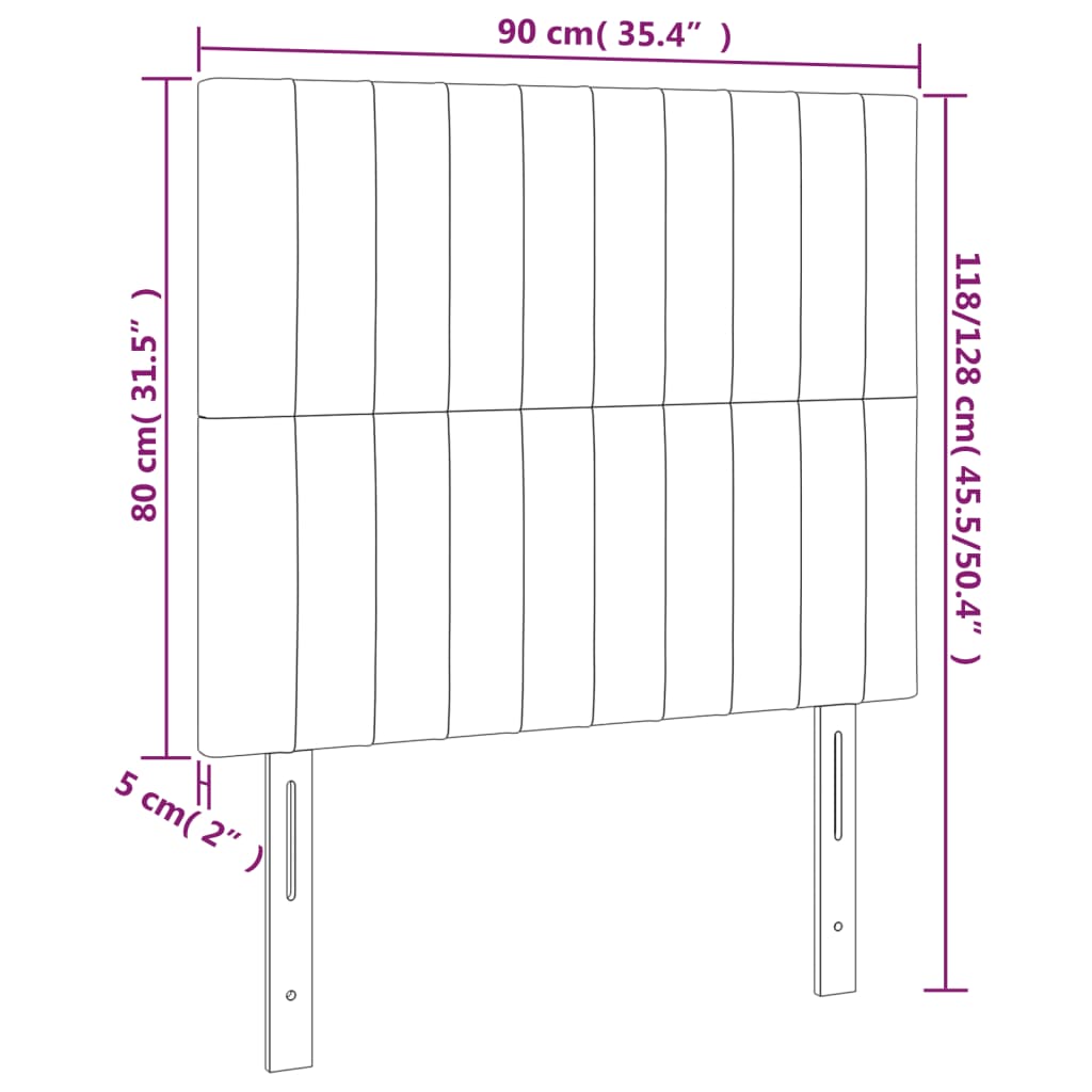 Testiera 2 pz Rosa 90x5x78/88 cm in Velluto 3116611