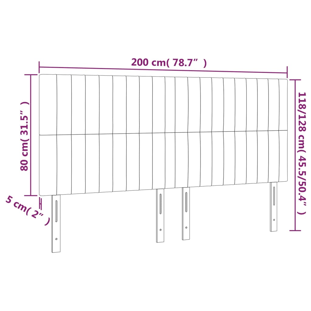 Testiere 4 pz Grigio Scuro 100x5x78/88 cm in Velluto 3116637