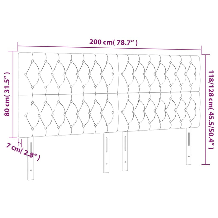 Testiera 4 pz Tortora 100 x 7 x 78/88 cm in Tessuto 3116694