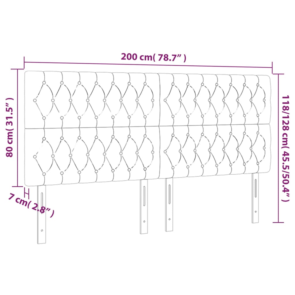 Testiere 4 pz Nero 100 x 7 x 78/88 cm in Velluto 3116736