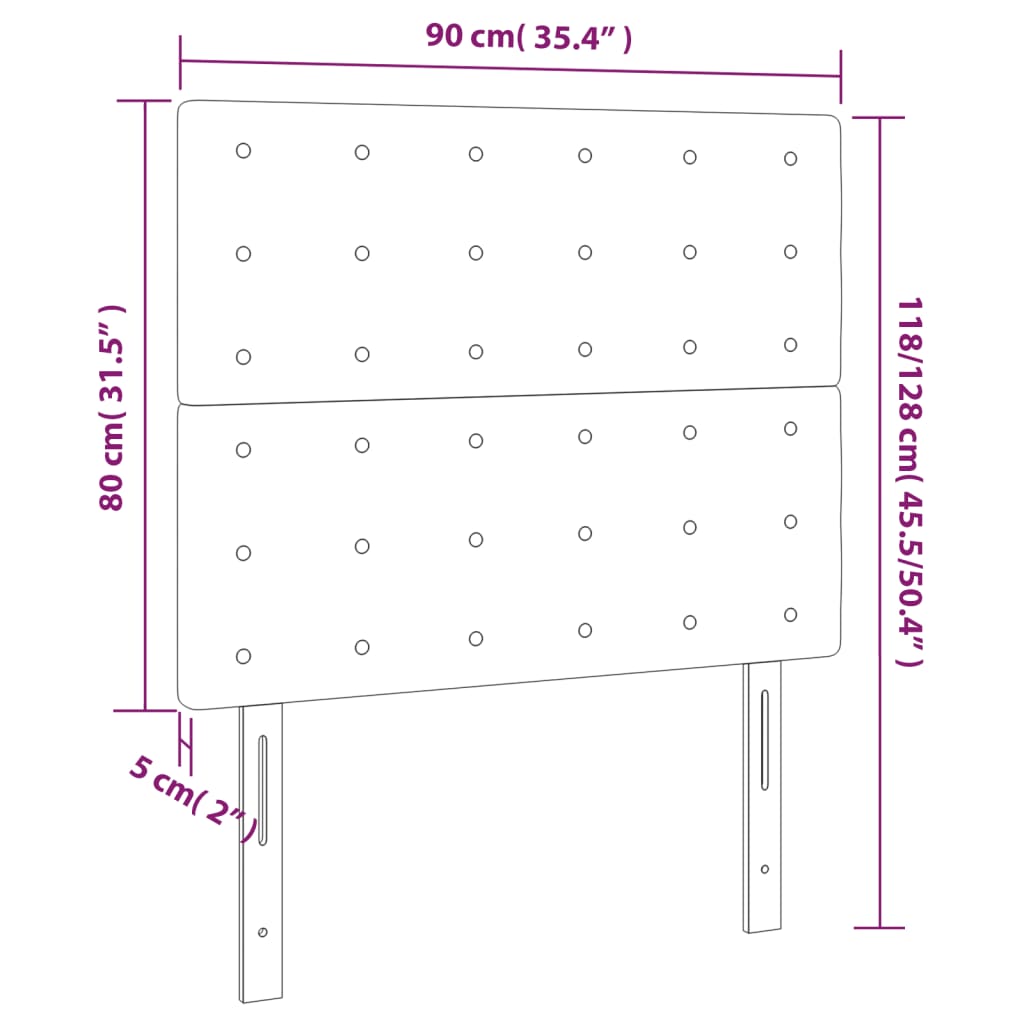 Testiera 2 pz Nera 90x5x78/88 cm in Tessuto cod mxl 49472