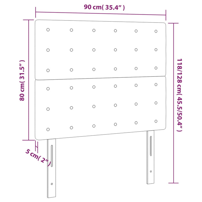 Testiera 2 pz Crema 90x5x78/88 cm in Tessuto 3116753