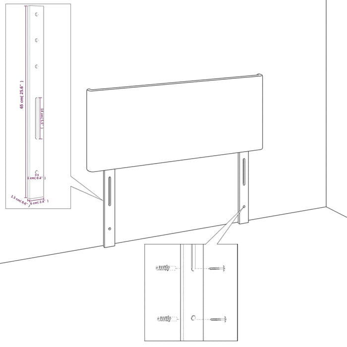 Testiera 4 pz Nera 80x5x78/88 cm in Tessuto 3116774