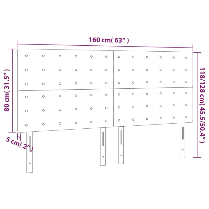 Testiera 4 pz Nera 80x5x78/88 cm in Tessuto 3116774