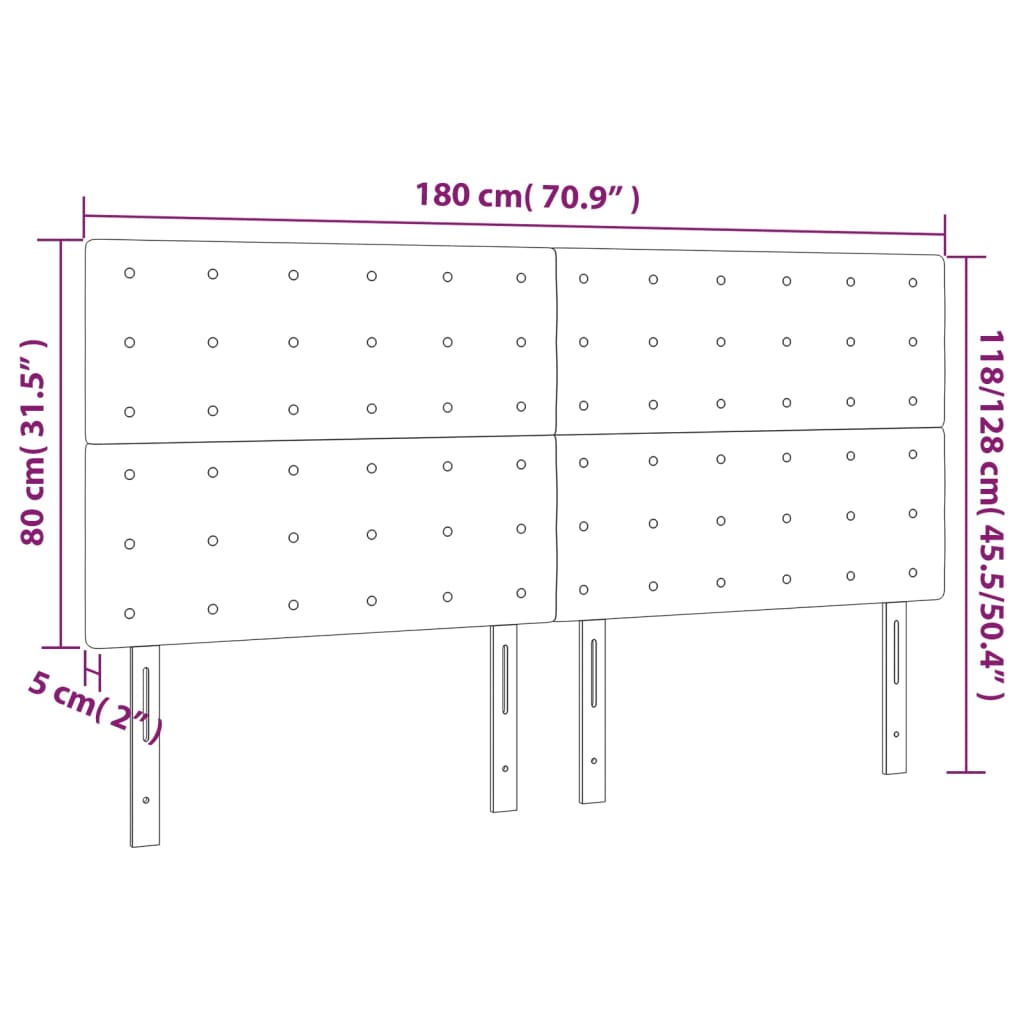 Testiera 4 pz Grigio Chiaro 90x5x78/88 cm in Tessuto 3116780