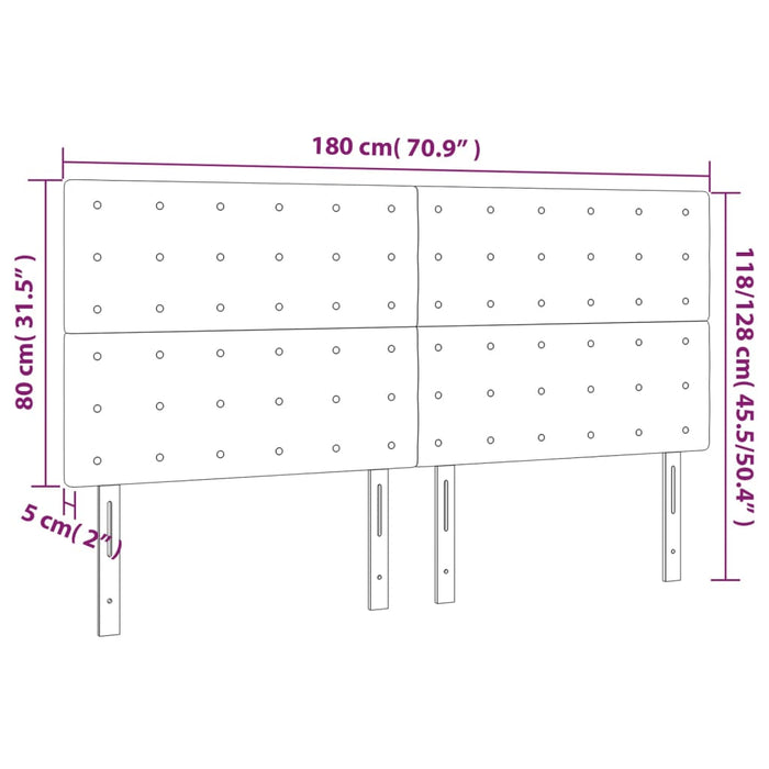 Testiera 4 pz Grigio Chiaro 90x5x78/88 cm in Tessuto 3116780